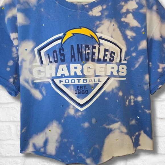 Los Angeles Chargers Short Sleeve Crop Top - Picture 2 of 6
